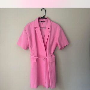 Pink Zara Short Sleeve Blazer Dress